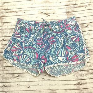 Lilly Pulitzer X Target Girls Blue & Pink Paisley Shells Shorts Size XL (14-16)